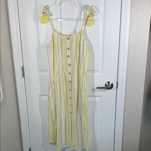 Blue Island yellow striped coverup dress size medium